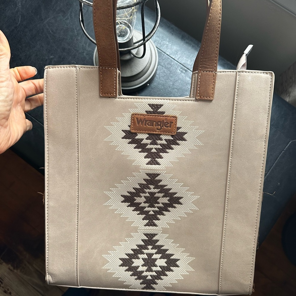 Wrangler Tan and Brown Patterned Tote
